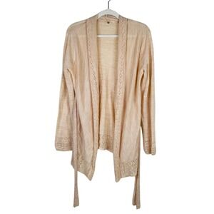 Knitted & Knotted Anthropologie Wool Lace Open Front Cardigan Sweater Size Large